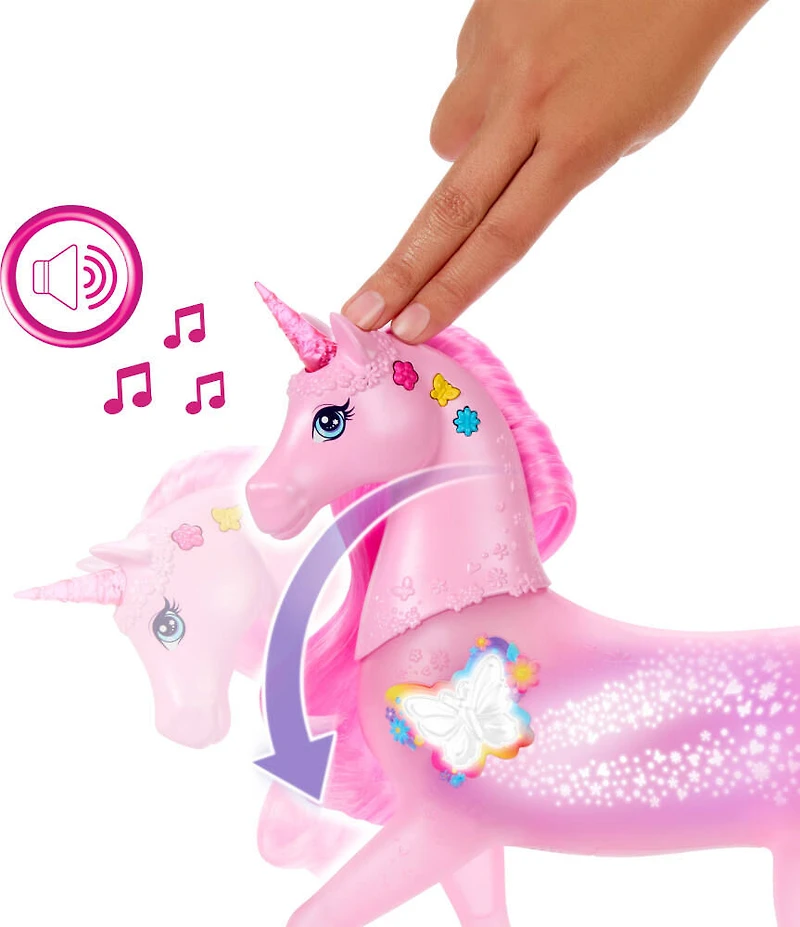 Barbie Sparkle Lights Toy Unicorn with 20 Interactive Combos of Lights, Sounds & Music