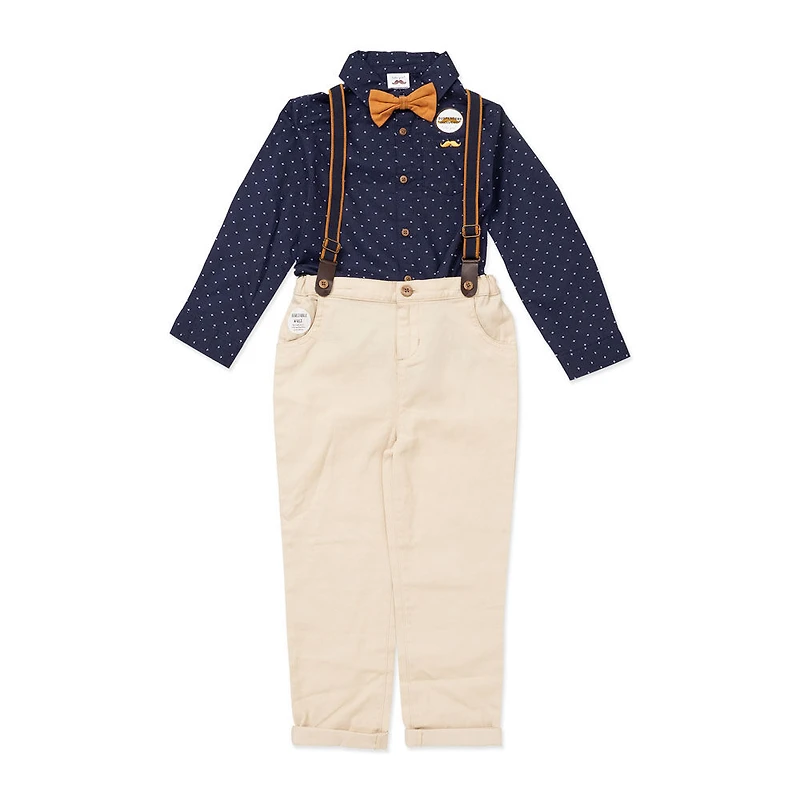 Little Gent Suspender Bowtie Set: Navy 3Y