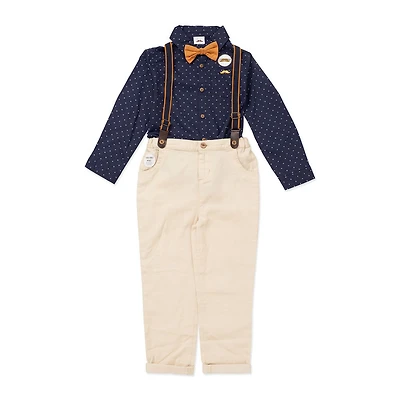 Little Gent Suspender Bowtie Set: Navy 3Y