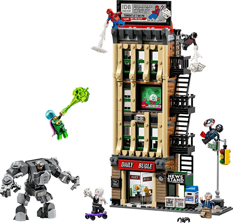 LEGO Marvel Spider-Man contre Mysterio : le Daily Bugle - Jouet de Construction de Jeu de Simulation de Superhéros - 76342