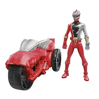 Power Ranger Dino Fury Rip N Go, Moto de combat T-Rex et Ranger rouge Dino Fury