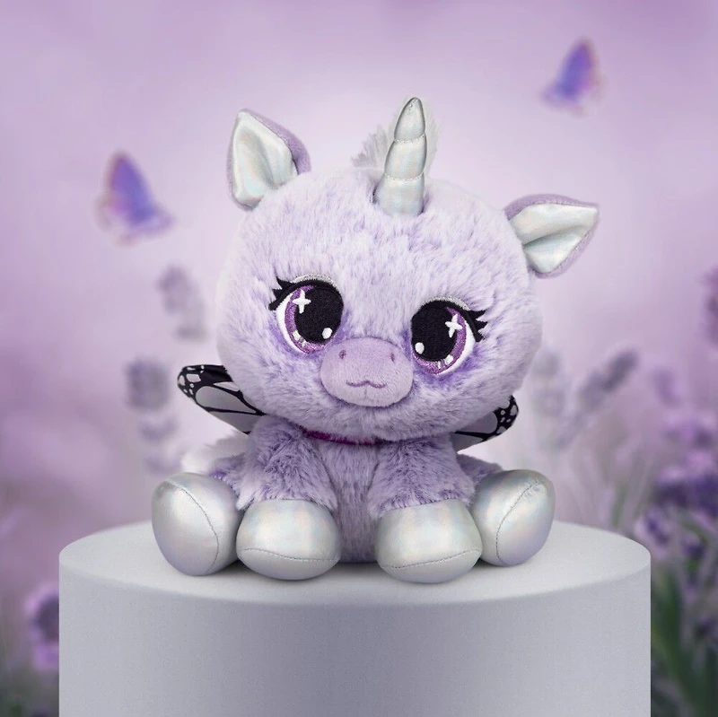 P.Lushes Designer Fashion Pets, Mariah Monarch, licorne en peluche de luxe, violet/argent, 15,2 cm