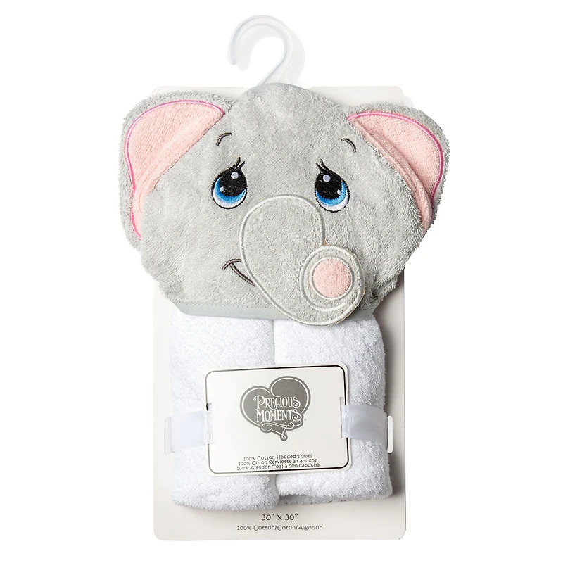Precious Moments Grey Elephant Hooded Towel