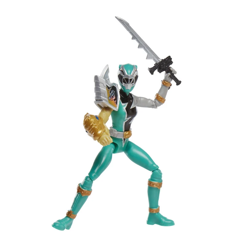 Power Rangers Dino Fury, Ranger vert avec manche Sprint, figurine avec clé Dino Fury