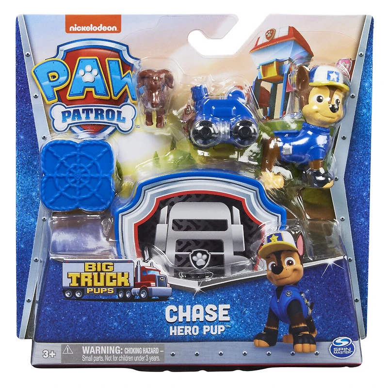 PAW Patrol, Big Truck Pups Chase Action Figure with Clip-on Rescue Drone, Command Center Pod and Animal Friend