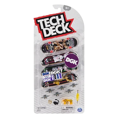 Tech Deck, Coffret de 4 fingerboards Ultra DLX, Skateboards DGK, Mini skateboards personnalisables à collectionner