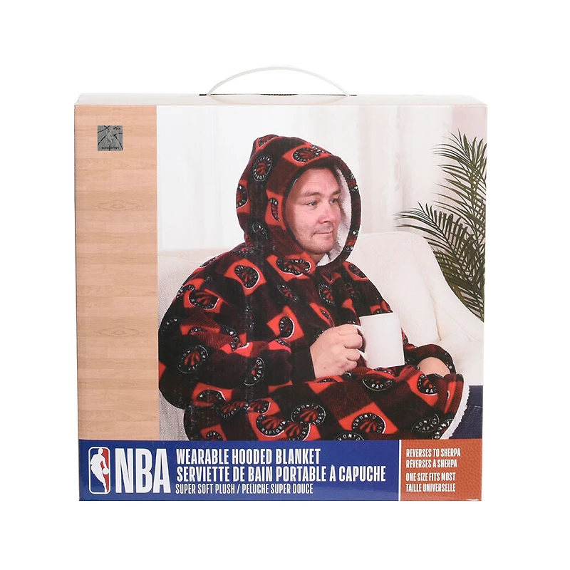 NBA Toronto Raptors Oversized Wearable Sherpa Hooded Blanket, One Size Fits Most