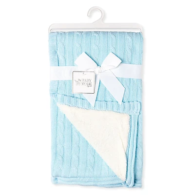 Cable Knit Sherpa Baby Blanket