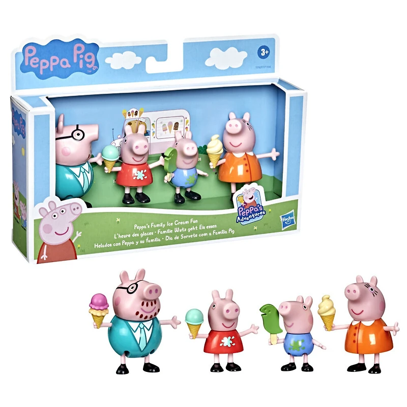 Peppa Pig Peppa's Adventures Peppa's Family Ice Cream Fun Figure 4-Pack Toy