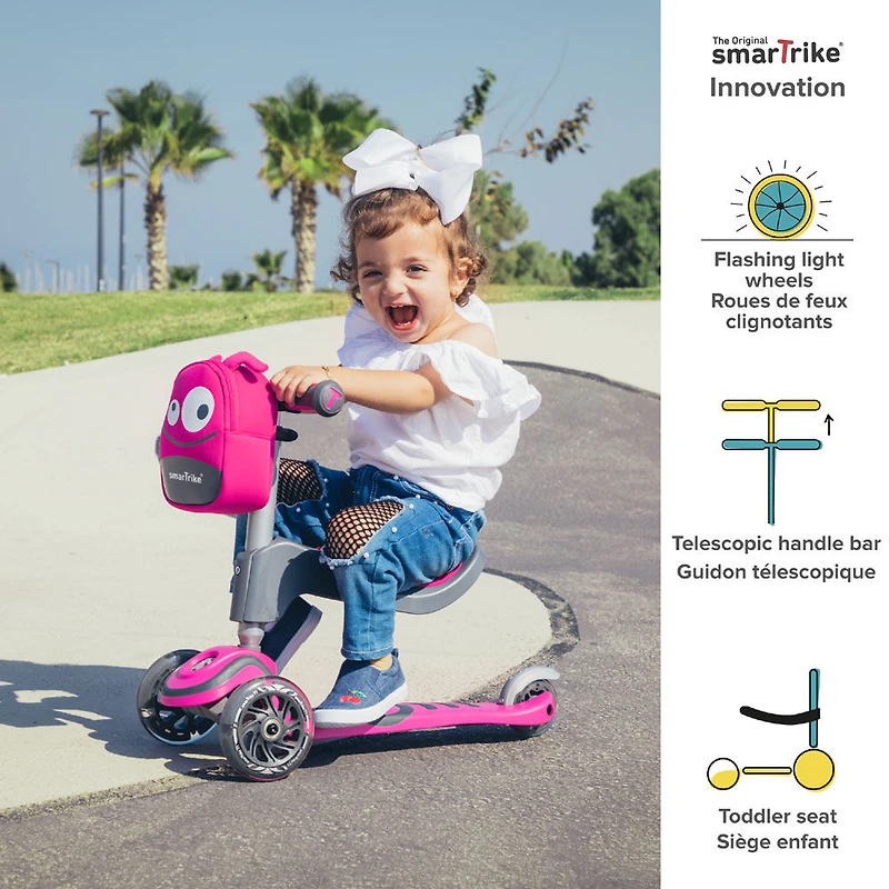 smarTrike - T1 scooTer - Rose avec phares