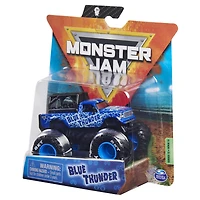 Monster Jam, Monster truck Blue Thunder officiel, véhicule en métal moulé, série Ride Trucks, échelle 1:64