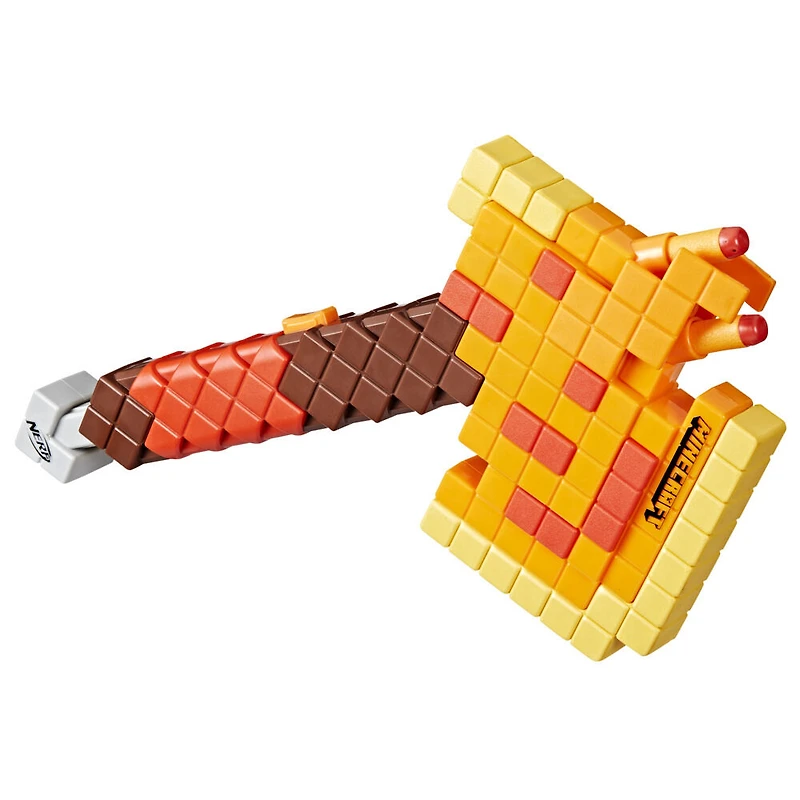 Nerf Minecraft Firebrand, Dart Blasting Axe, 6 Nerf Elite Foam Darts, Design Inspired by Minecraft Axe in the Game, Pull Down Priming, Minecraft Toys