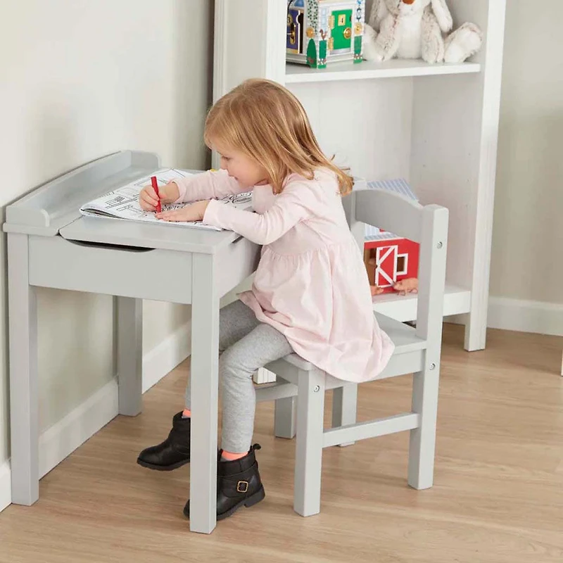 Élévateur pour enfant- Bureau et chaise haut de gamme- Gris