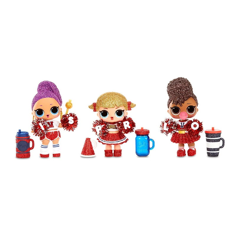 Poupées scintillantes L.O.L. Surprise! All-Star B.B.s Sports de la série 2 Cheer Team avec 8 surprises