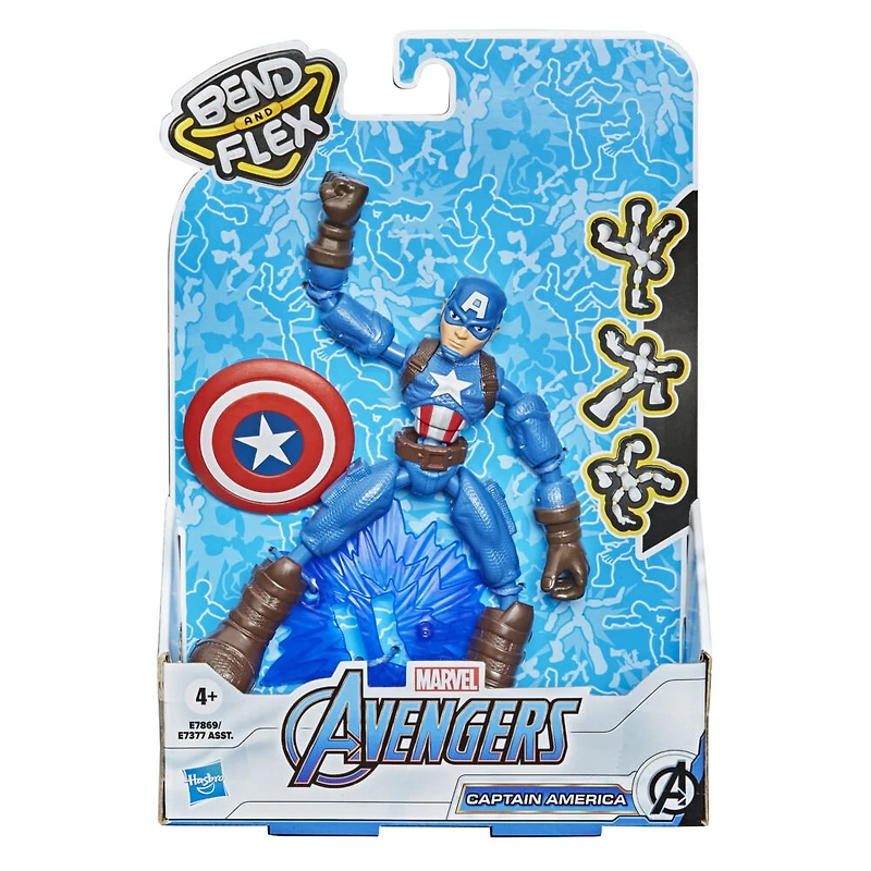 Marvel Avengers Bend And Flex Action Figure Toy, 6-Inch Flexible Captain America Figure