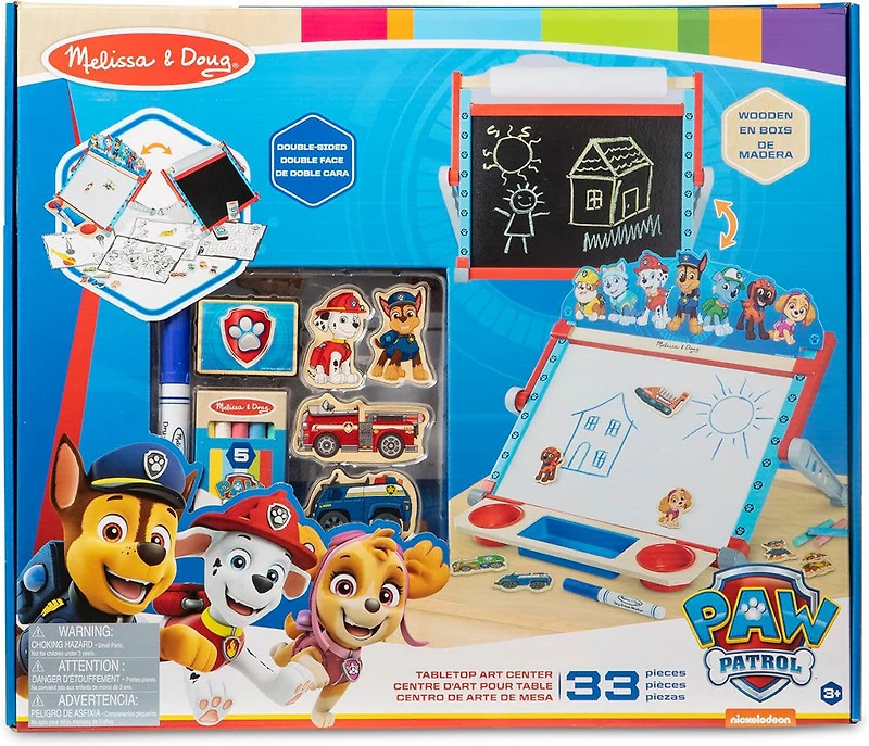 Melissa and Doug - Paw Patrol Wooden Double-Sided Tabletop Art Centre Easel