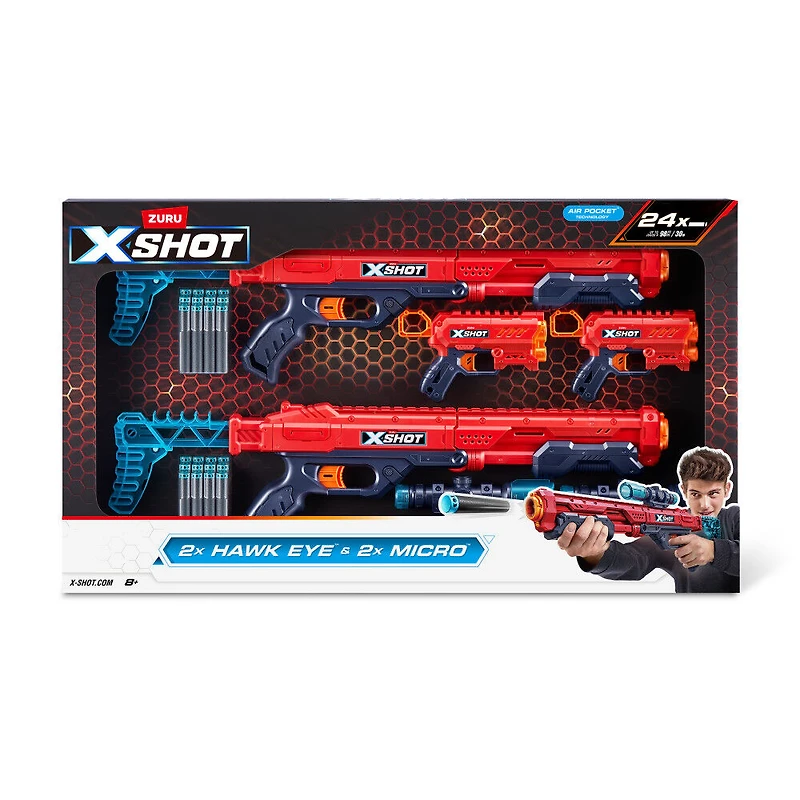XSHOT Excel Hawk Eye Blaster Micro Blaster Twin Pack (24 Darts) by ZURU