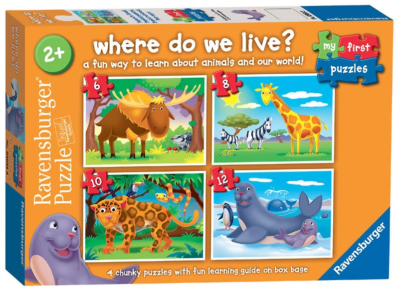 Ravensburger Mes Premiers Puzzles, Où Vivons-Nous? (Casse-têtes de 6, 8, 10 et 12 pièces) - Édition anglaise
