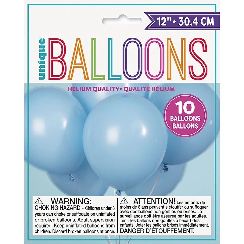 12" Latex Balloons, 10 pieces