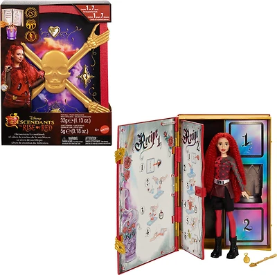 Disney Descendants: The Rise of Red Coffret poupée Red fille de la Reine de Coeur, avec le Livre de Sorcière Magique, un mélange pour fabriquer du slime et des surprises