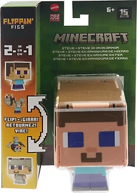 Minecraft Flippin' Figs Figures Collection Steve + Steve in Iron Armor