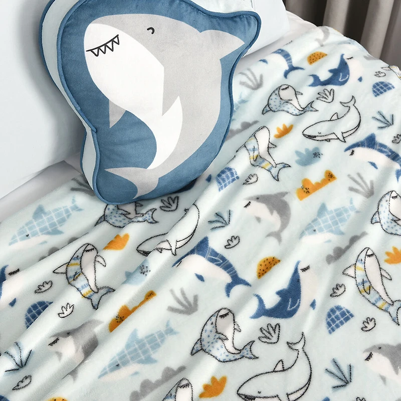 Shark Plush Throw and Pillow Set