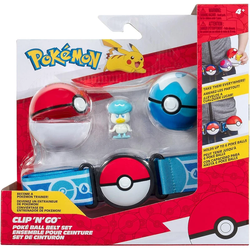 Pokémon Clip 'N' Go Poke Ball Belt Set - Quaxly with Poké Ball, Dive Ball & Water Themed Belt