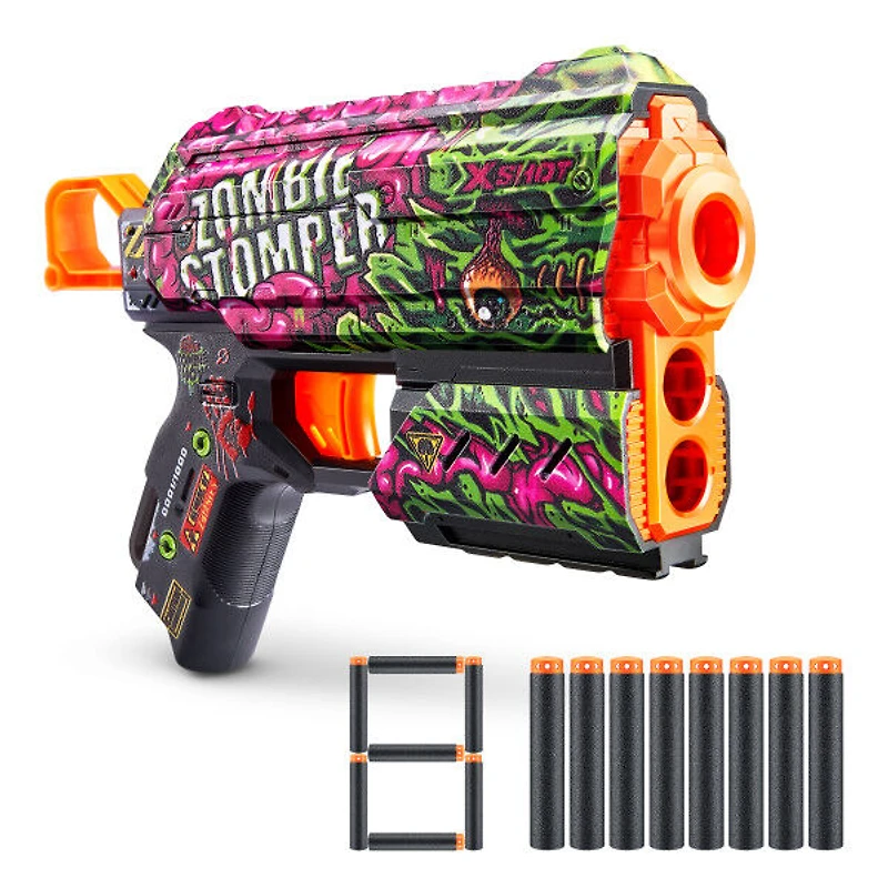 Zuru X-Shot Skins Flux Dart Blaster - Zombie Stomper (8 fléchettes)