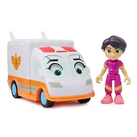 Disney Junior Firebuds, Violet and Axl, Action Figure and Ambulance Toy with Interactive Eye Movement