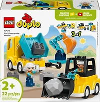 LEGO DUPLO Town 3 in 1 Construction Vehicles Toys for Toddlers, Boys, & Girls, Ages 2+ - 10475