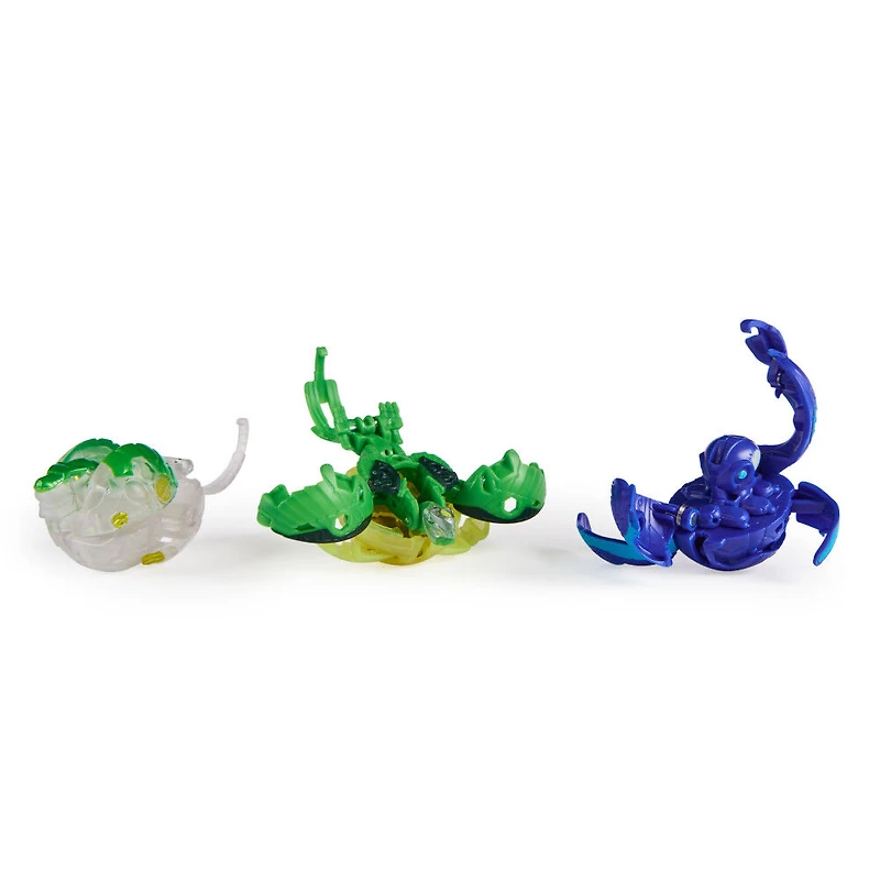 Bakugan Starter 3-Pack, Special Attack Ventri, Octogan et Trox, figurines articulées personnalisables qui tournent et cartes à collectionner