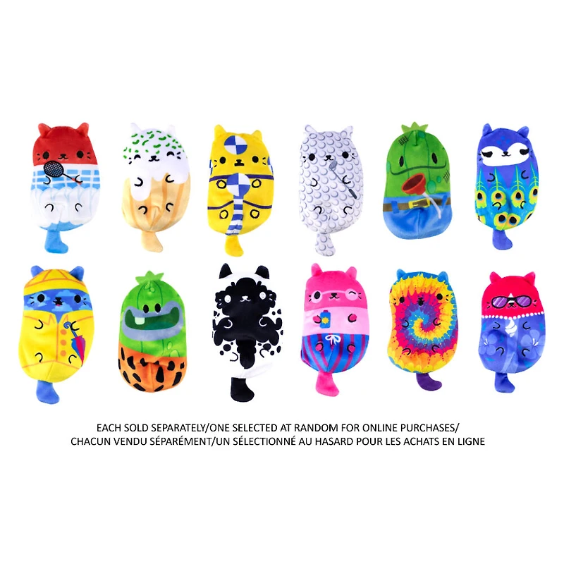 Chats contre Cornichons ! Sacs-mystères en peluche de 4 pouces - Gold Wave