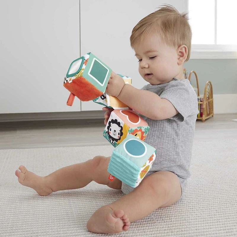 Fisher-Price - Cubes douceur amusants, reliés, activités sensorielles