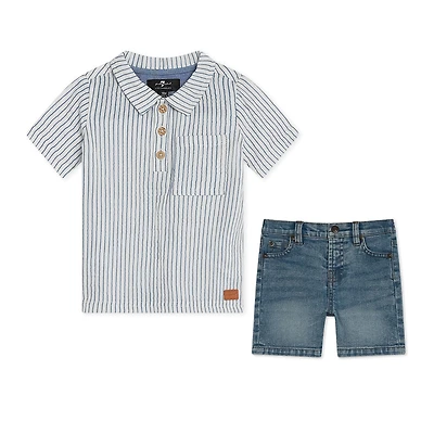 7 For All Mankind 2 Piece Denim Short Set
