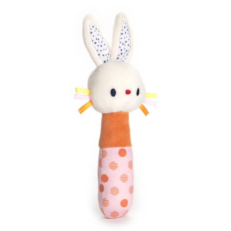 Baby GUND, Hochet en peluche lapin Tinkle Crinkle pour stimulation sensorielle, 14 cm