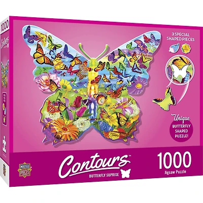 "Contours" - "Butterfly Surprise" - Puzzle En Forme De 1000 Pièces