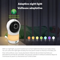 LeapFrog LF1911 Moniteur de bébé Wi-Fi 1080p caméra à accès à distance, panoramique et inclinaison à 360 degrés, veilleuse, vision nocturne couleur, (blanc)