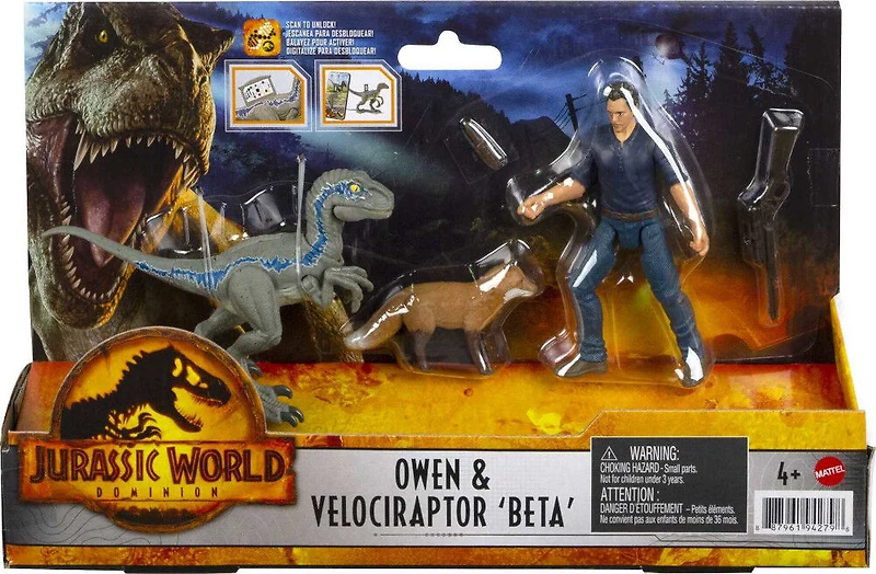 Jurassic World - Coffret Humain Et Dino - Owen Et Dino Interactif