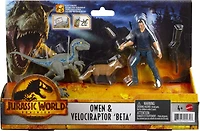 Jurassic World - Coffret Humain Et Dino - Owen Et Dino Interactif