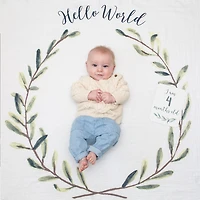 Lulujo -Baby's 1st Year Milestone Blanket Hello World Wreath