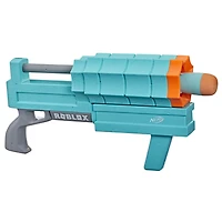 Nerf Roblox, blaster lance-roquette SharkBite: Web Launcher, inclut code pour objet virtuel exclusif, 2 roquettes Nerf, mécanisme à pompe