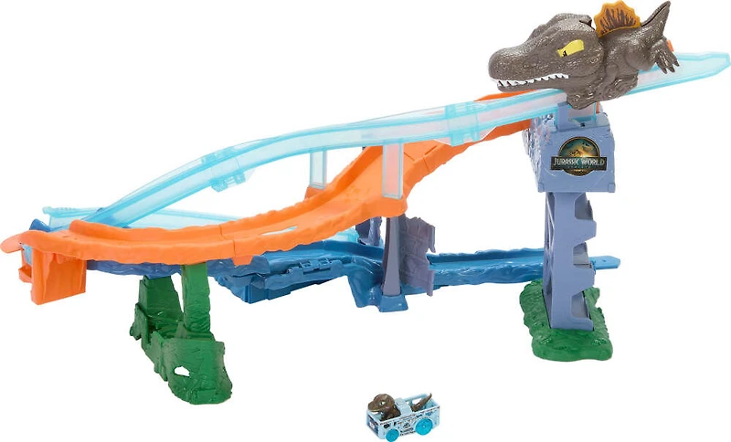 HotWheels-Coffret RacerVerse Jurassic World-avec dinosaure et piste