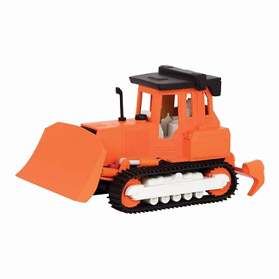 DRIVEN by Battat Véhicule de construction miniature Micro Bulldozer, petit bulldozer jouet orange.