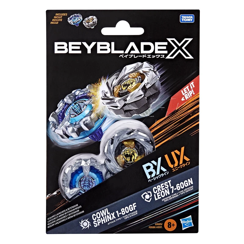 Beyblade X Dual Pack Cowl Sphinx 1-80GF et Crest Leon 7-60GN