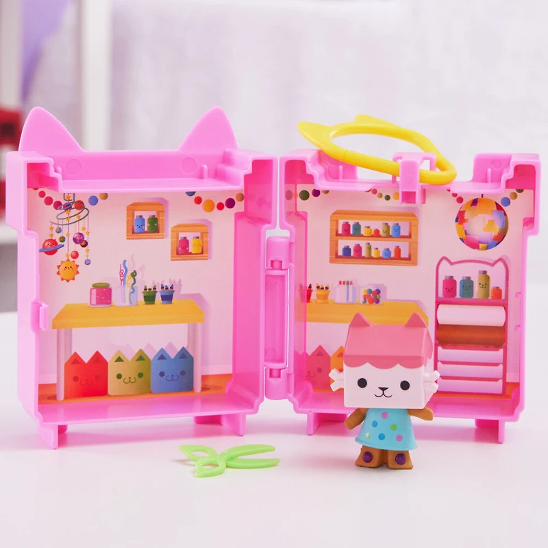 Gabby's Dollhouse, Mini Clip-On Playset with Baby Box Cat Toy Figure and Dollhouse Accessories
