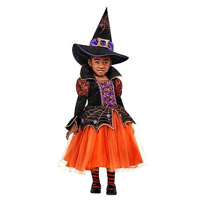 Costume de sorcière araignée orange taille petit (4-6)