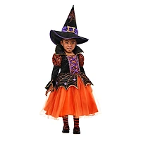Costume de sorcière araignée orange taille petit (4-6)