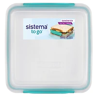 Sistema To Go Sandwich Lunch Box, Stackable Food Storage Container, 450 mL, BPA Free, Colour May Vary