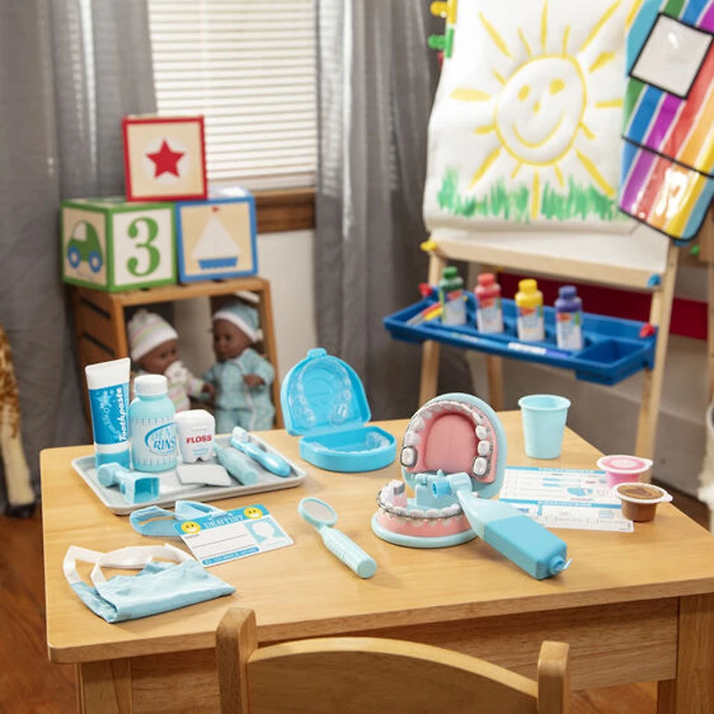 Melissa et Doug Kit de jeu de dentiste super-sourire avec dentier et accessoires dentaires