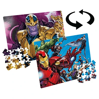 Marvel Avengers, puzzle réversible de 100 pièces Hulk Thanos Iron Man Thor Black Widow Captain America